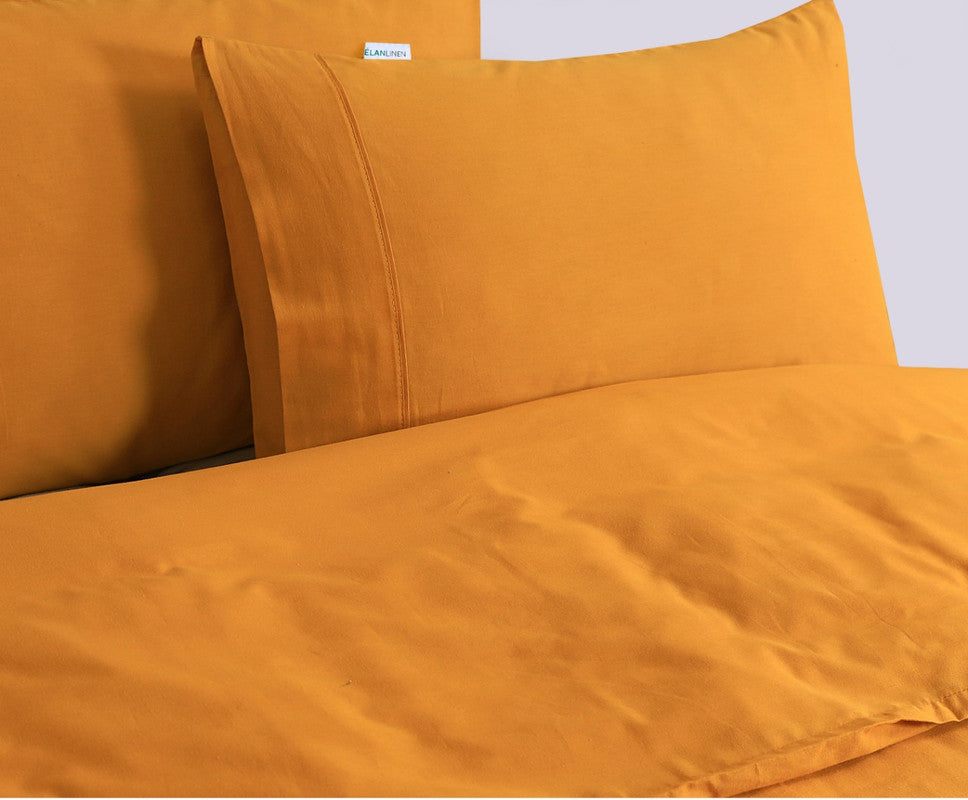 100% Egyptian Cotton Vintage Washed 500Tc Mustard Queen Quilt Cover Set