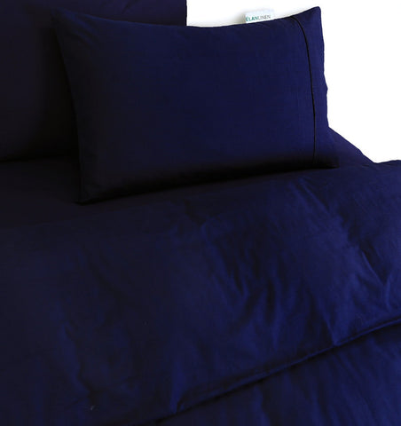 100% Egyptian Cotton Vintage Washed 500TC Navy Blue Queen Quilt Cover Set