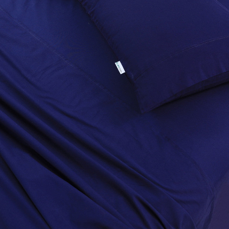 100% Egyptian Cotton Vintage Washed 500Tc Navy Blue Queen Bed Sheets Set