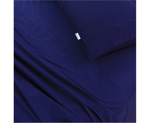 100% Egyptian Cotton Vintage Washed 500TC Navy Blue Single Bed Sheets Set