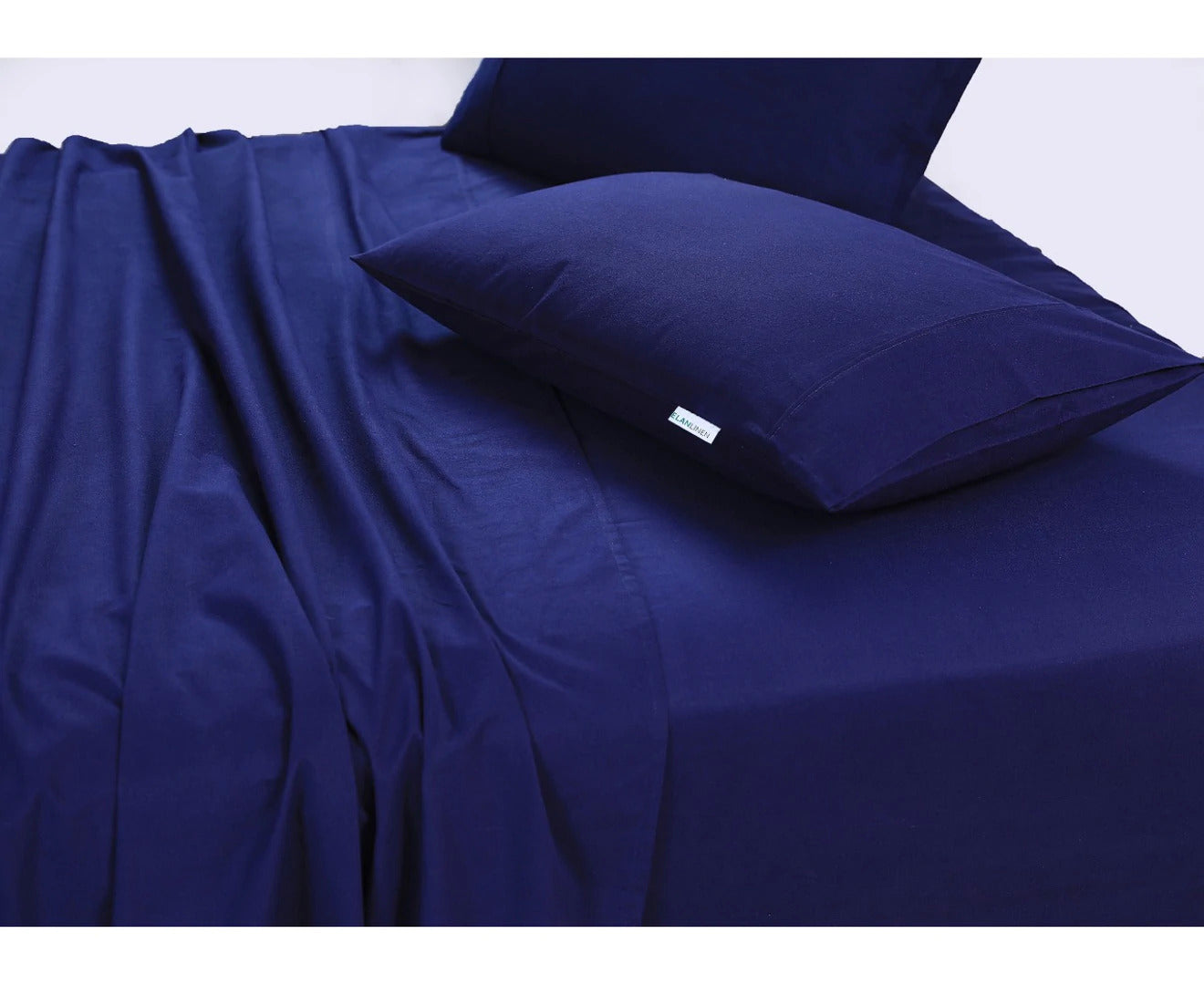 100% Egyptian Cotton Vintage Washed 500Tc Navy Blue Single Bed Sheets Set