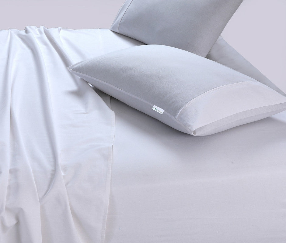 100% Egyptian Cotton Vintage Washed 500Tc White Single Bed Sheets Set