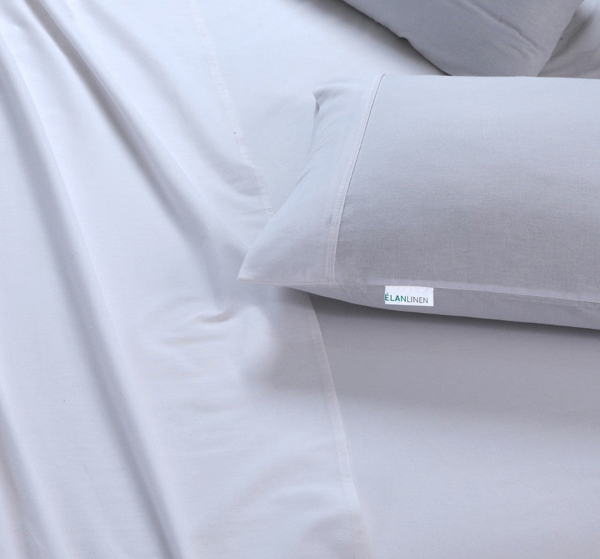 100% Egyptian Cotton Vintage Washed 500Tc White Single Bed Sheets Set