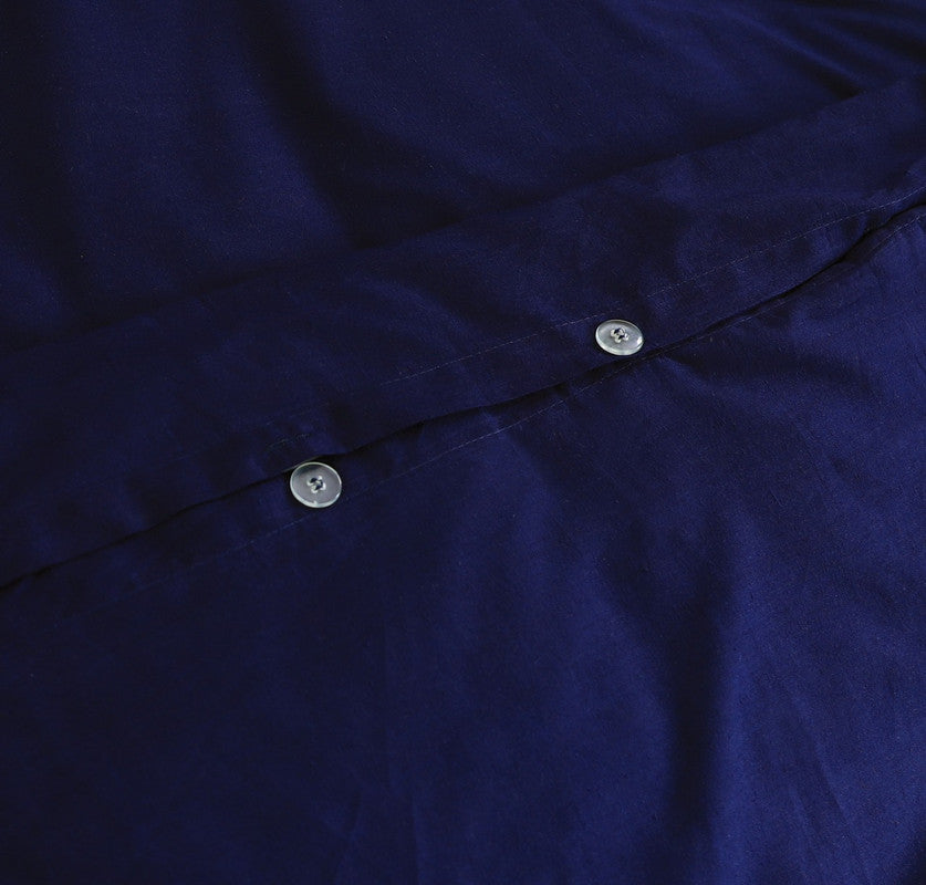 100% Egyptian Cotton Vintage Washed 500Tc Navy Blue Super King Quilt Cover Set