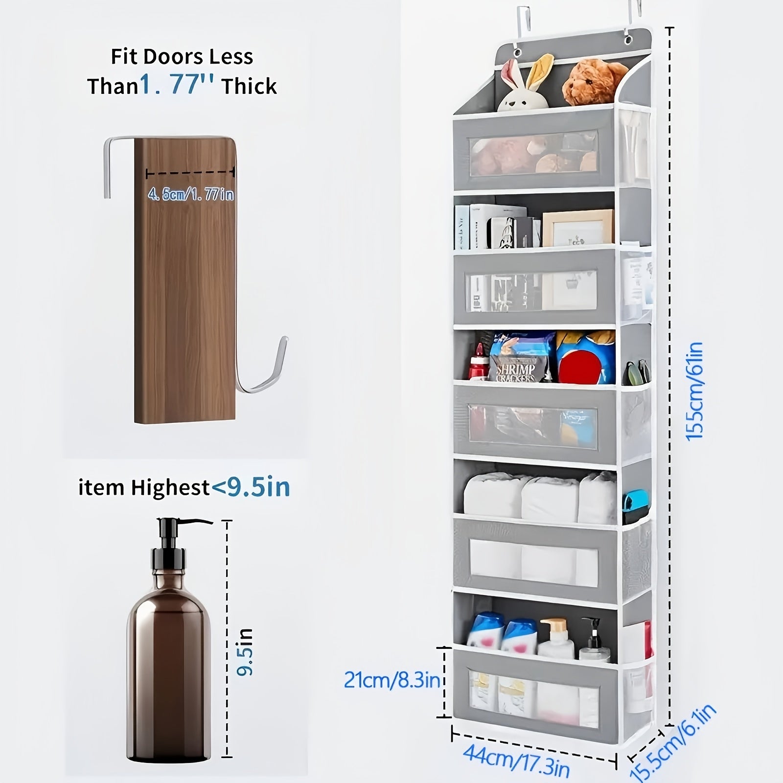 Over Door Storage Organizer Grey
