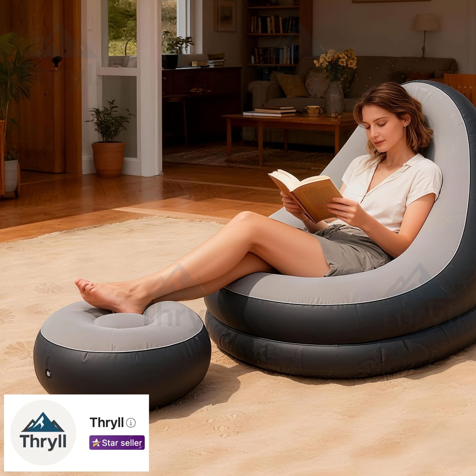 Inflatable Sofa Set Gray double