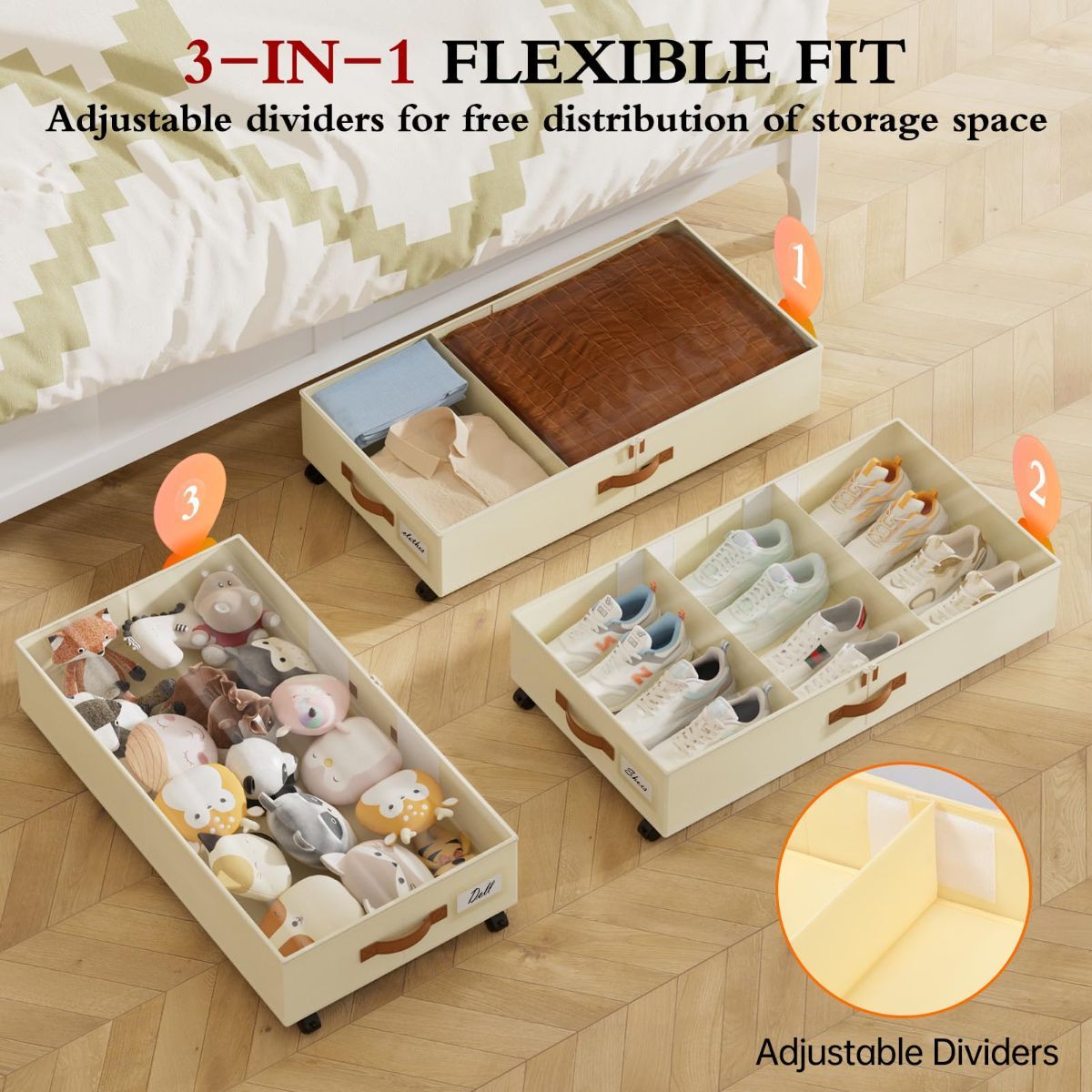 Beige blankets 30.3x16x6.7cm, rear view