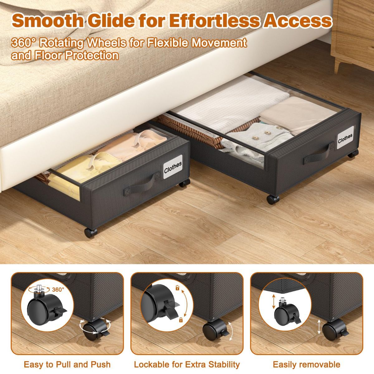 Under Bed Storage Wheels 31.5x17x6.3cm