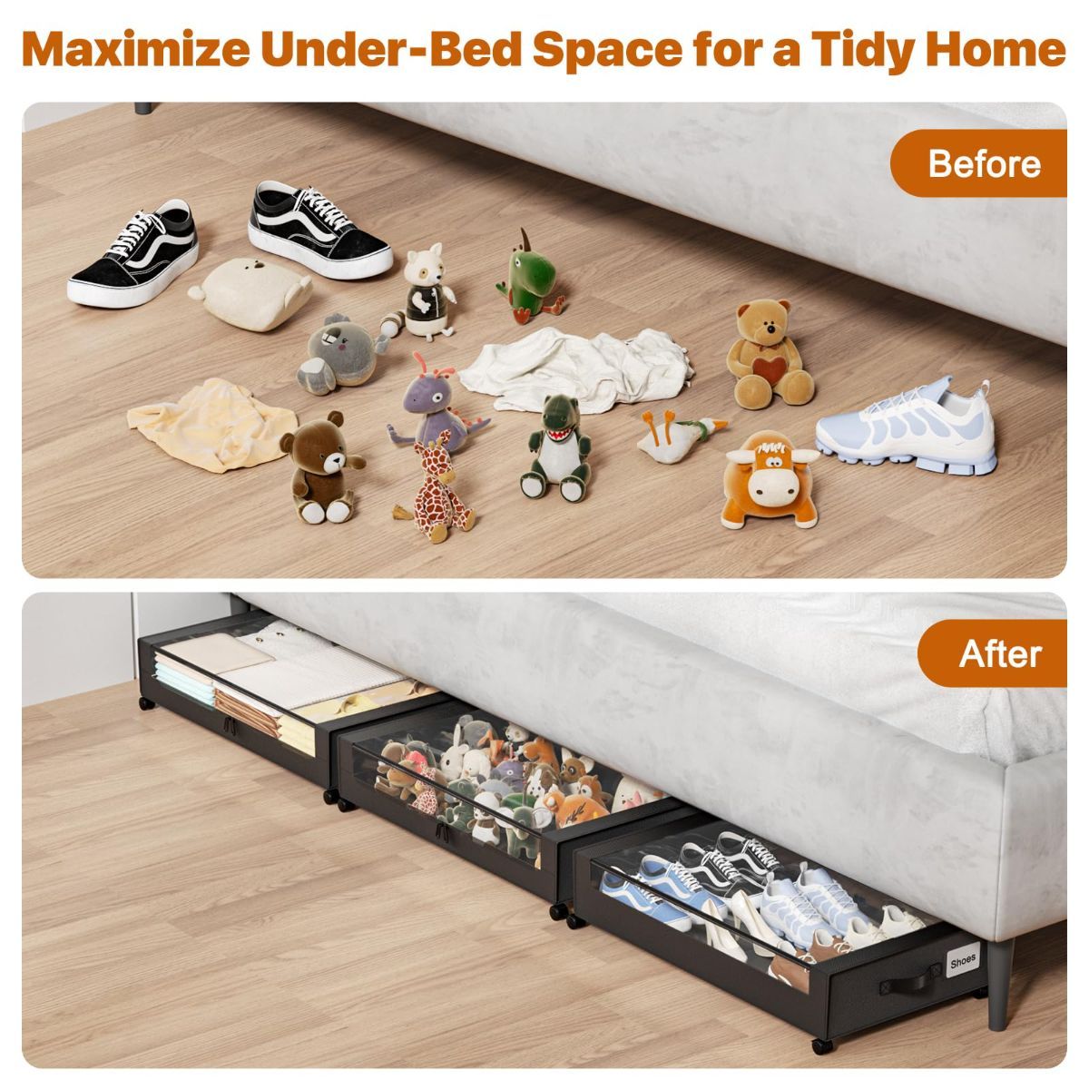 Under Bed Storage Wheels 31.5x17x6.3cm