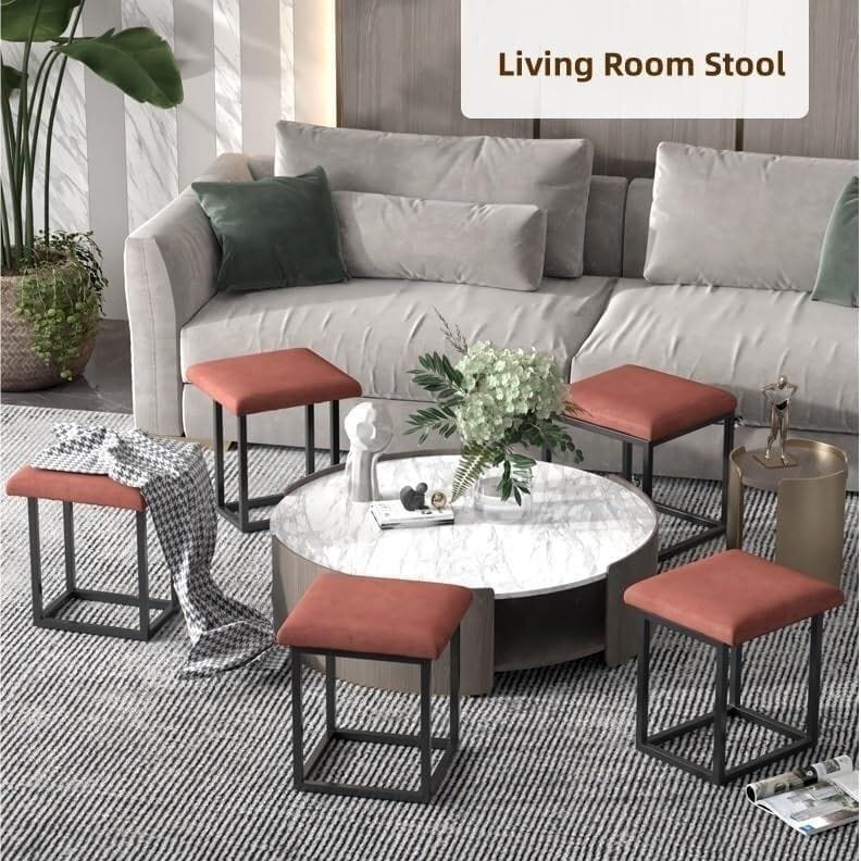 Nesting Ottoman Stool Velvet Purple