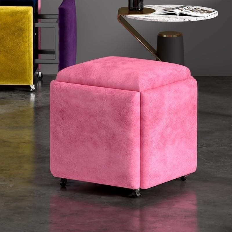 Pink Velvet Stool Ottoman