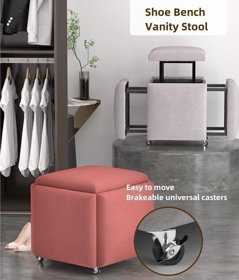 Pink Velvet Stool Ottoman