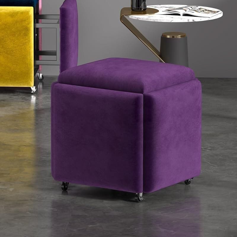 Nesting Ottoman Stool Velvet Blue