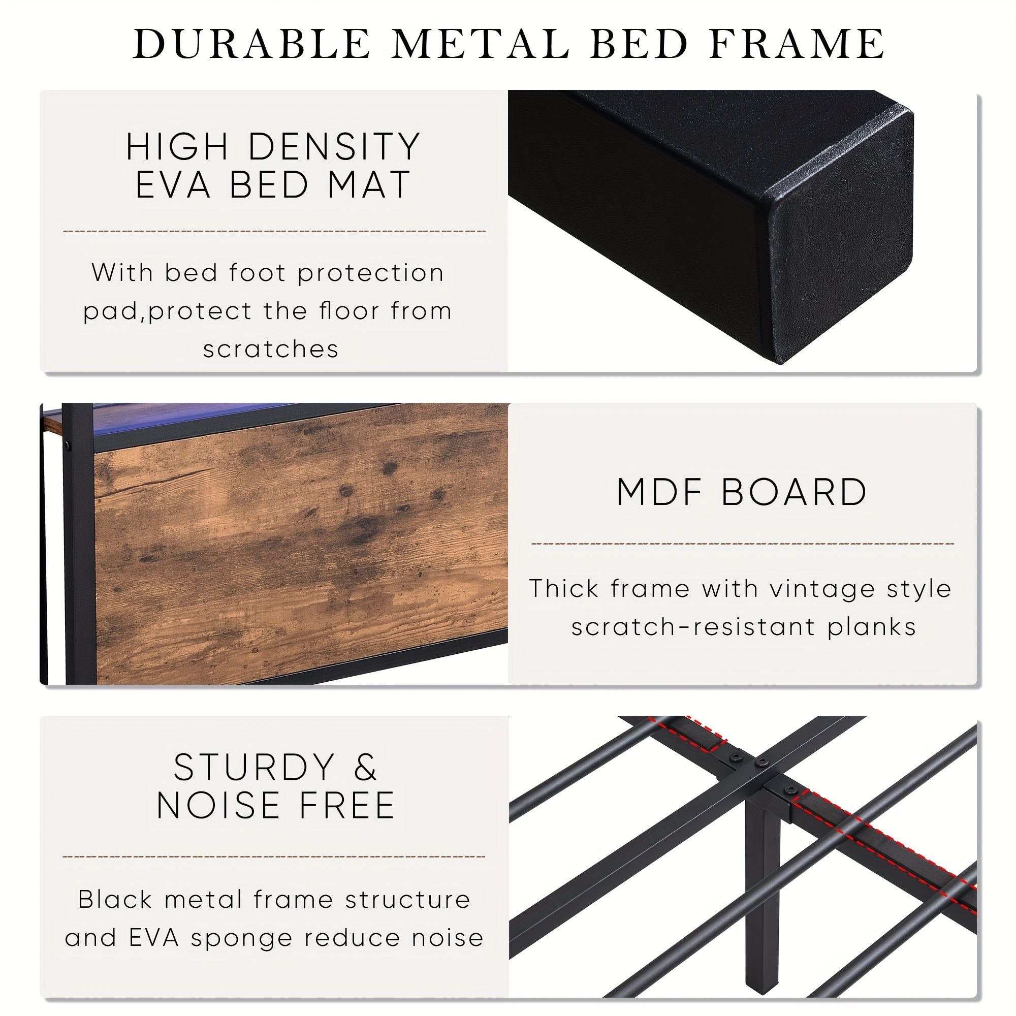 Double Bed Frame Storage Drawers LED Headboard | Simpledeals