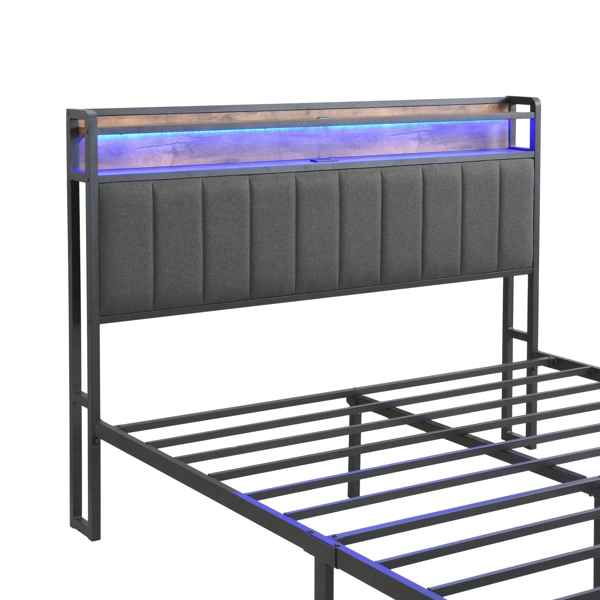 Double Bed Frame Storage Drawers LED Headboard | Simpledeals