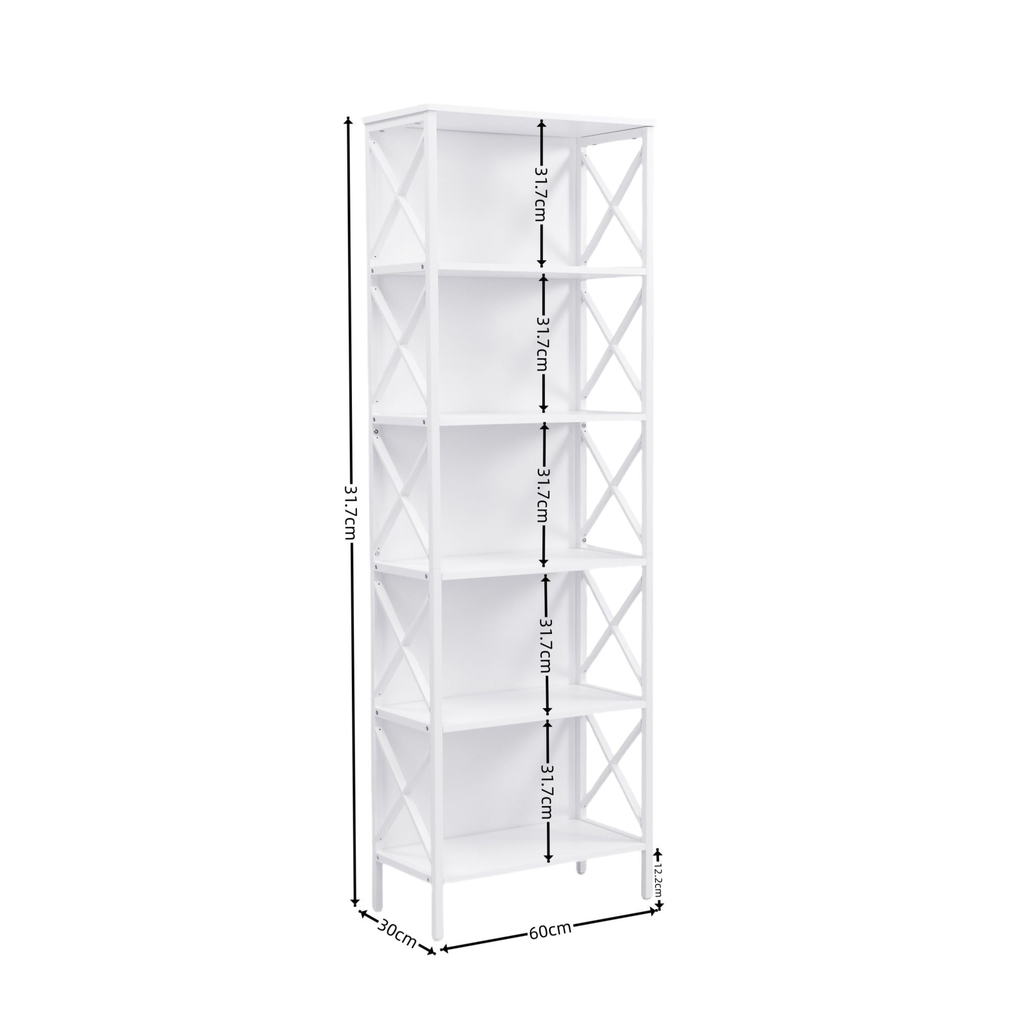 6 Tier Tall Bookshelf White | Simpledeals
