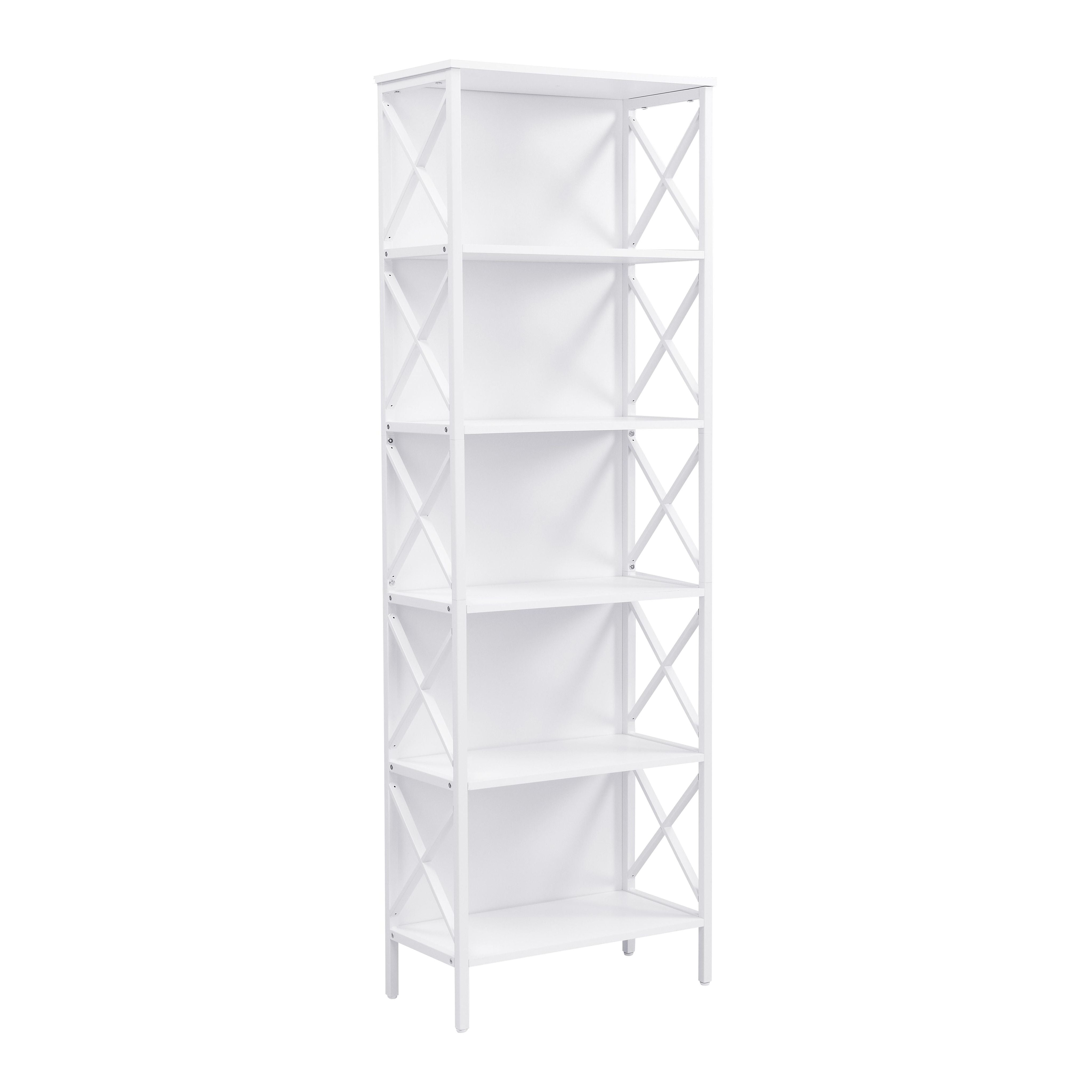 6 Tier Tall Bookshelf White | Simpledeals
