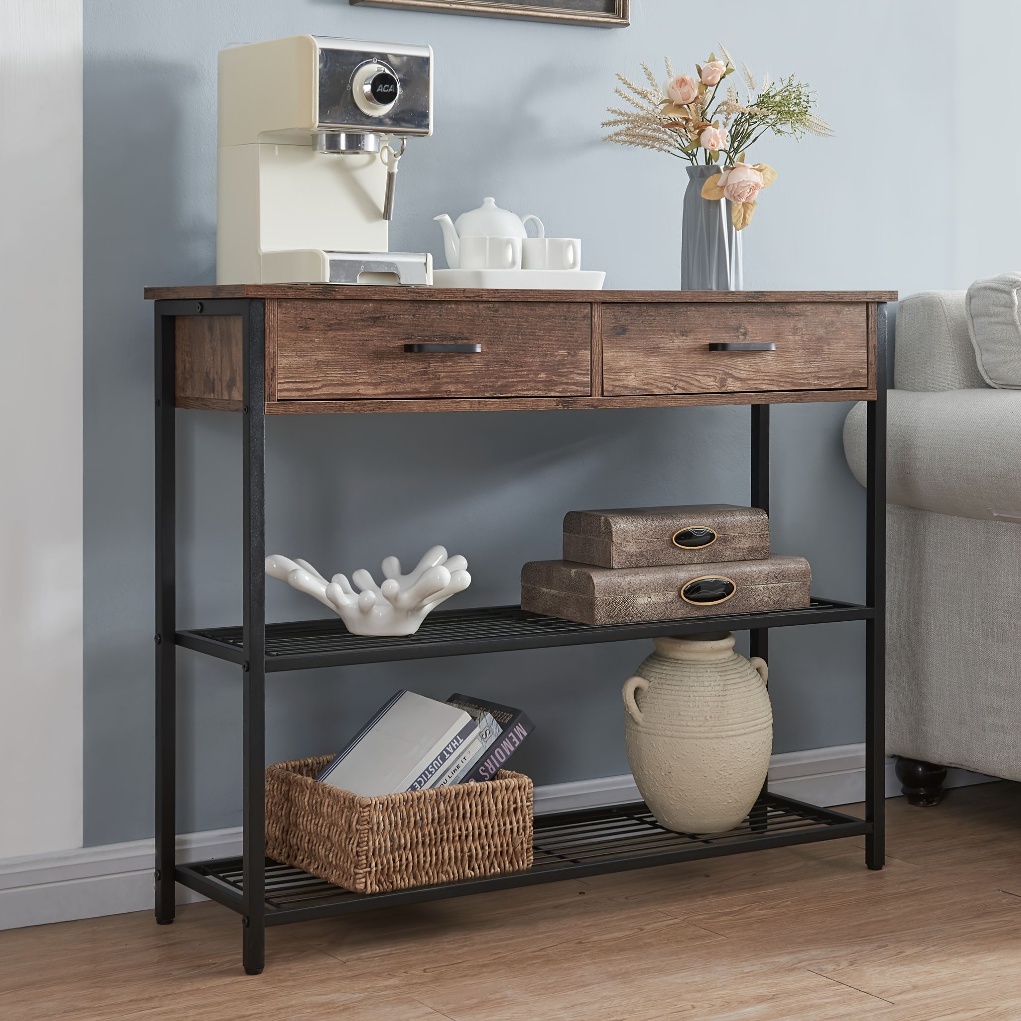 Console Table 2 Drawers Storage Shelves | Simpledeals