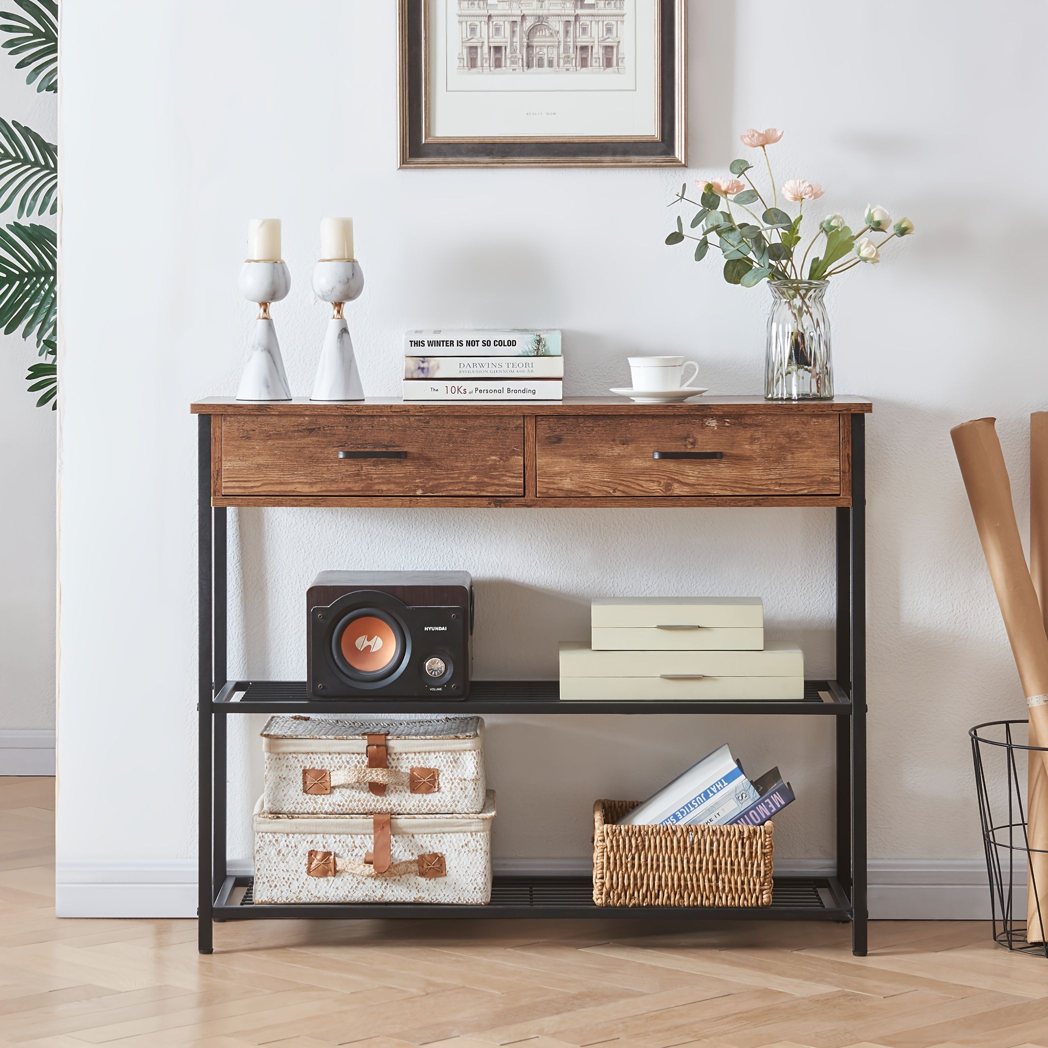 Console Table 2 Drawers Storage Shelves | Simpledeals