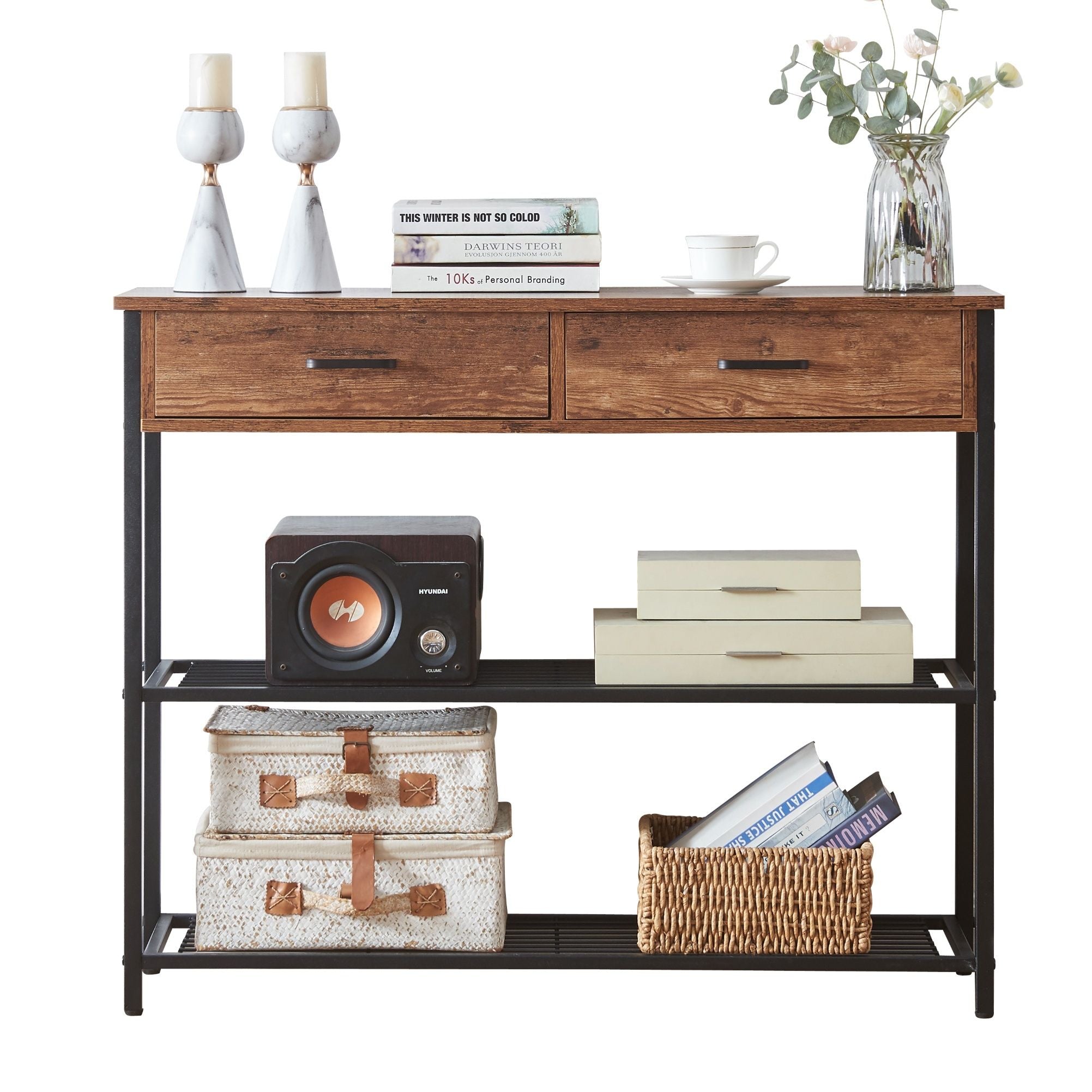 Console Table 2 Drawers Storage Shelves | Simpledeals