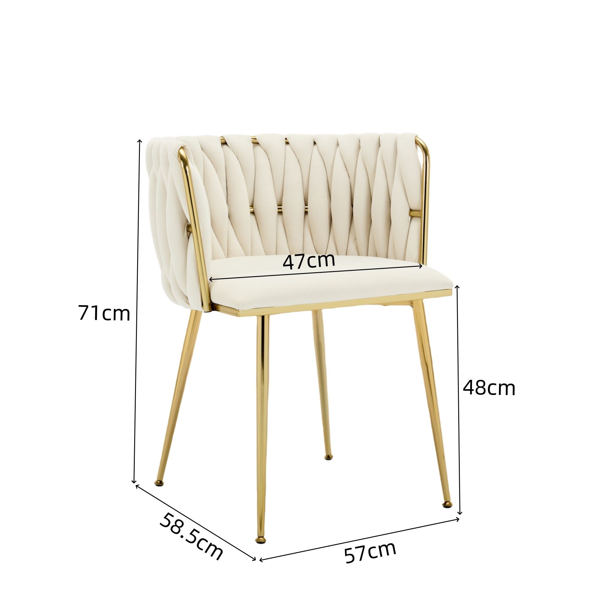 Velvet Dining Chairs Gold Legs Beige Set of 2 | Simpledeals