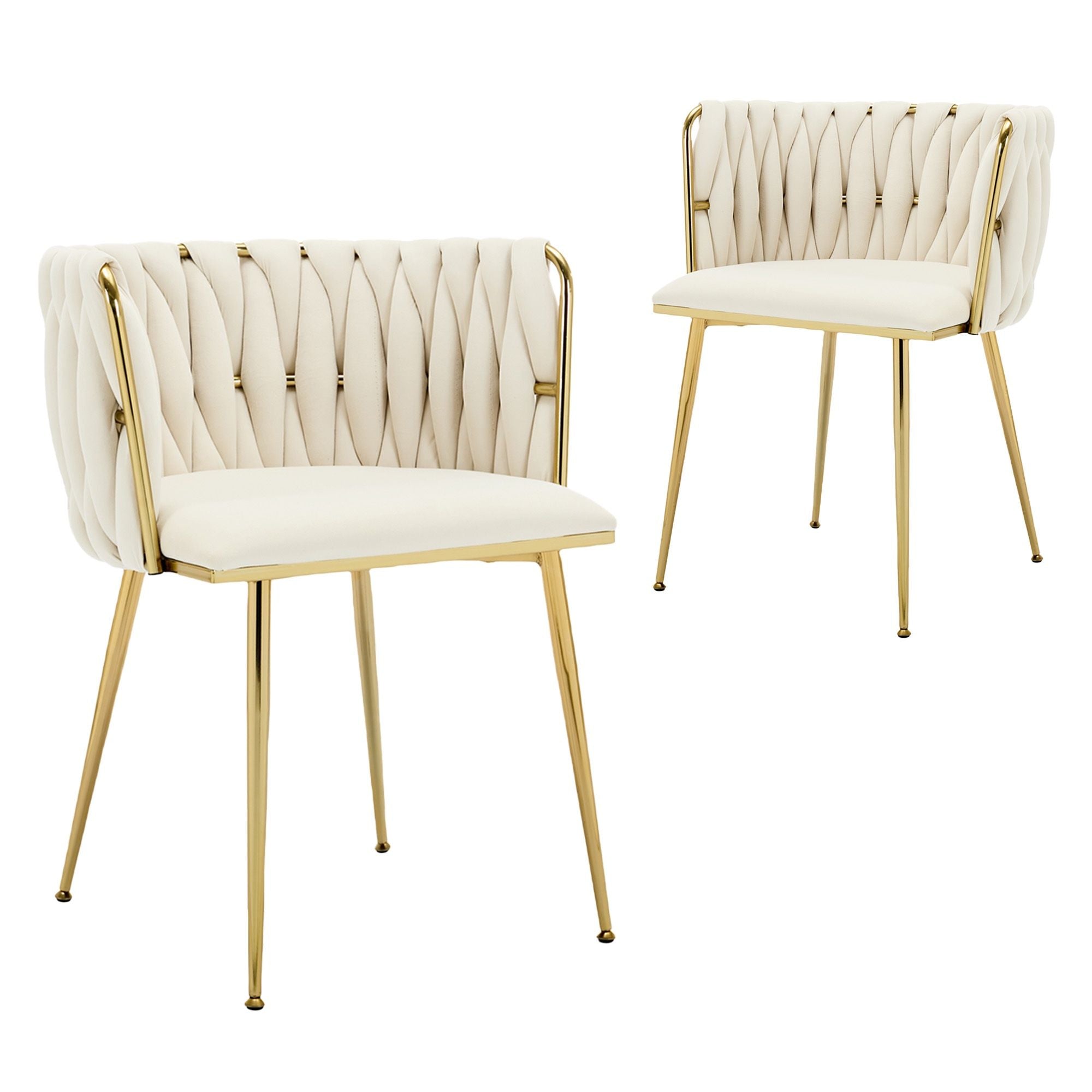 Velvet Dining Chairs Gold Legs Beige Set of 2 | Simpledeals