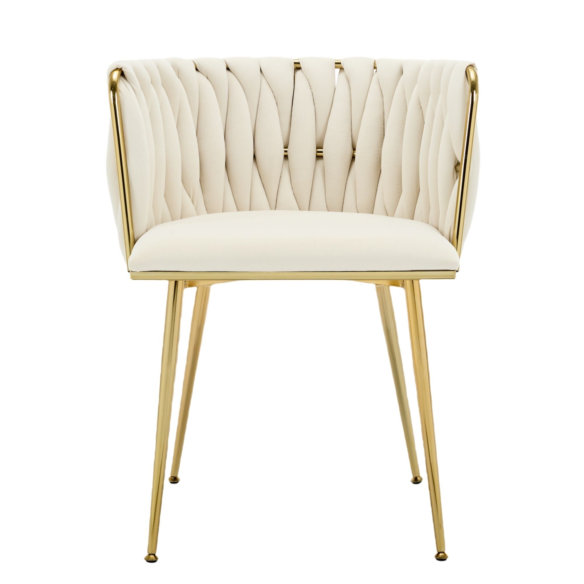 Velvet Dining Chairs Gold Legs Beige Set of 2 | Simpledeals