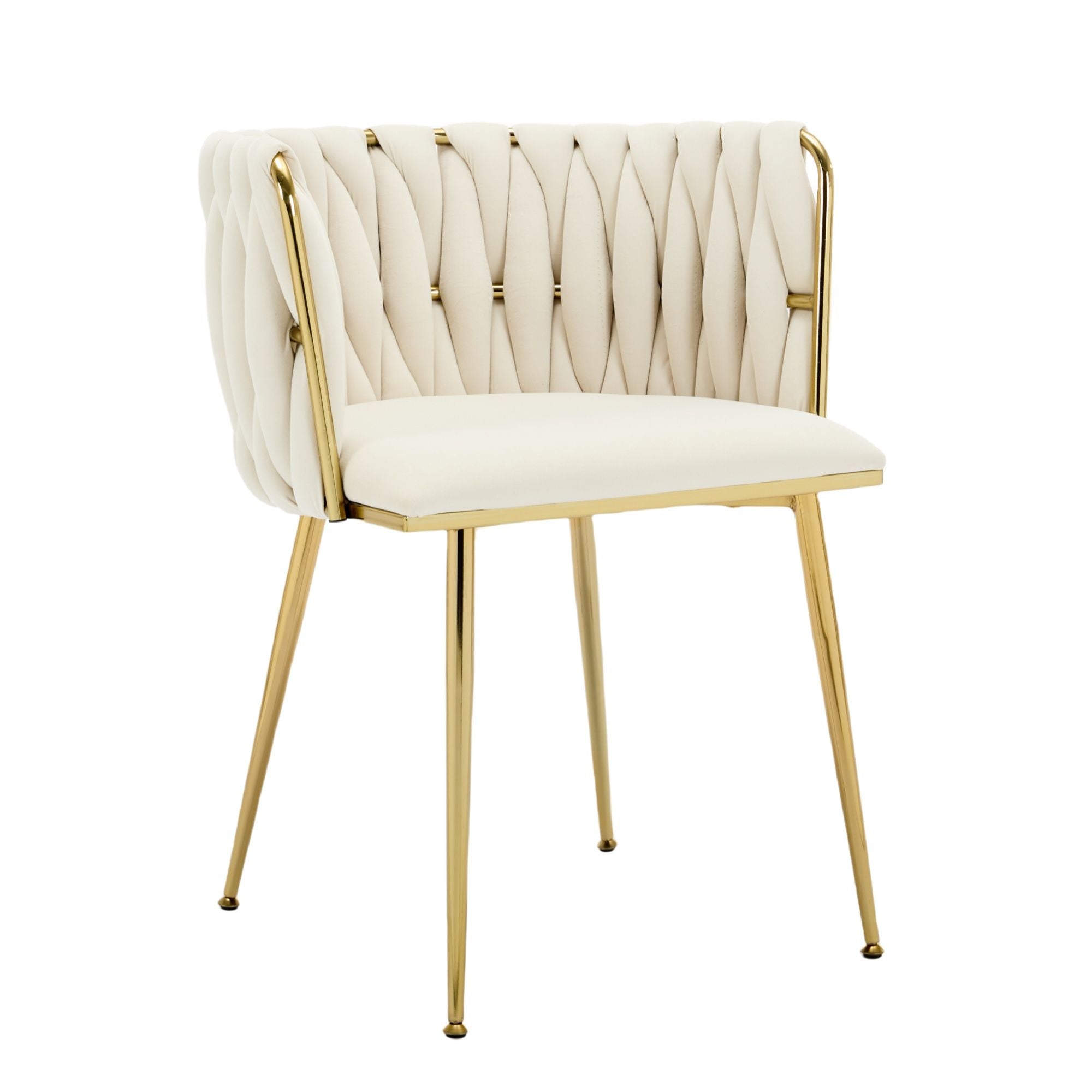 Velvet Dining Chairs Gold Legs Beige Set of 2 | Simpledeals