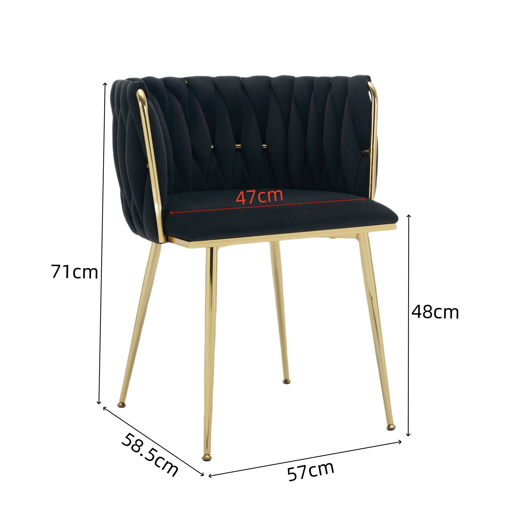 Velvet Dining Chairs Golden Legs Set of 2 Black | Simpledeals