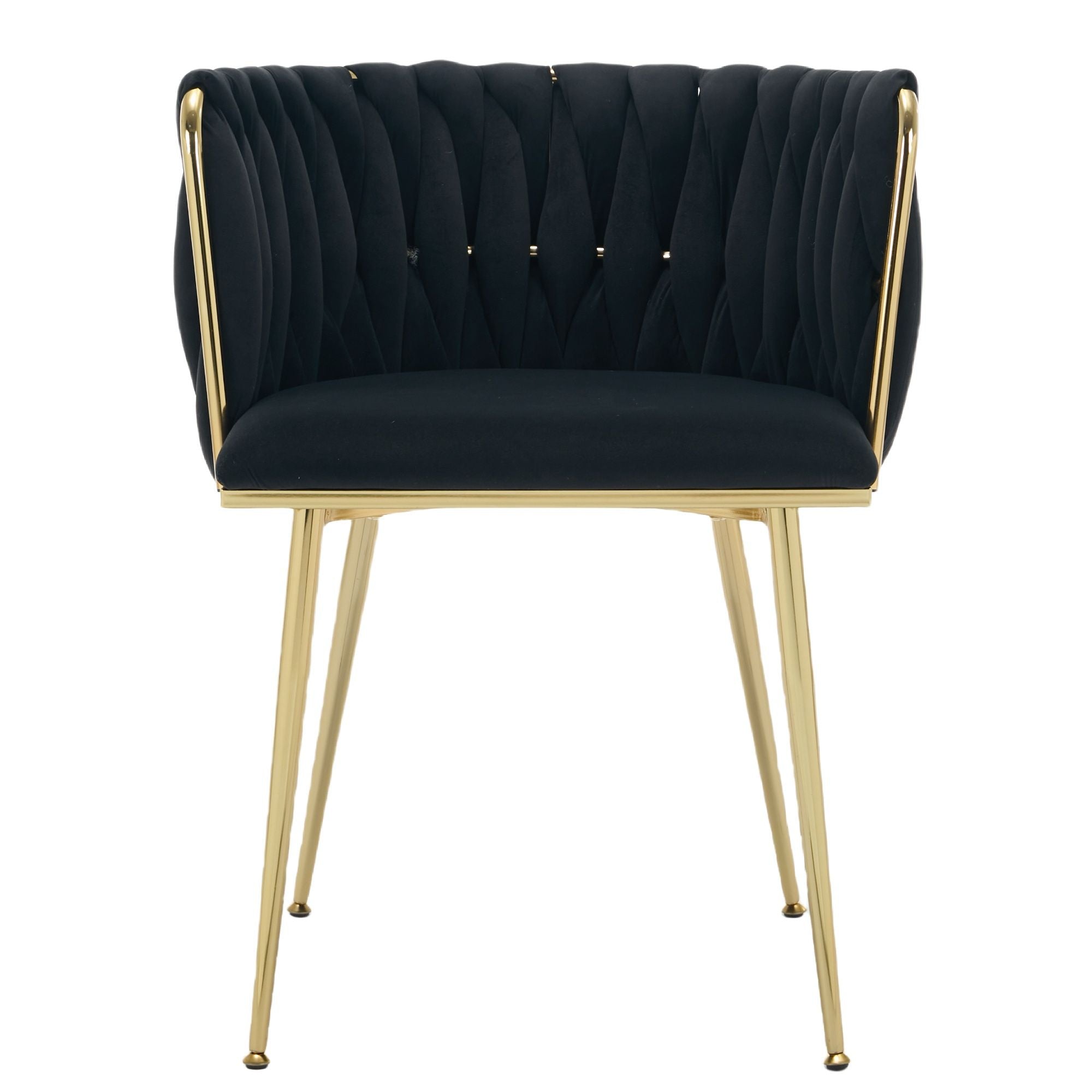 Velvet Dining Chairs Golden Legs Set of 2 Black | Simpledeals