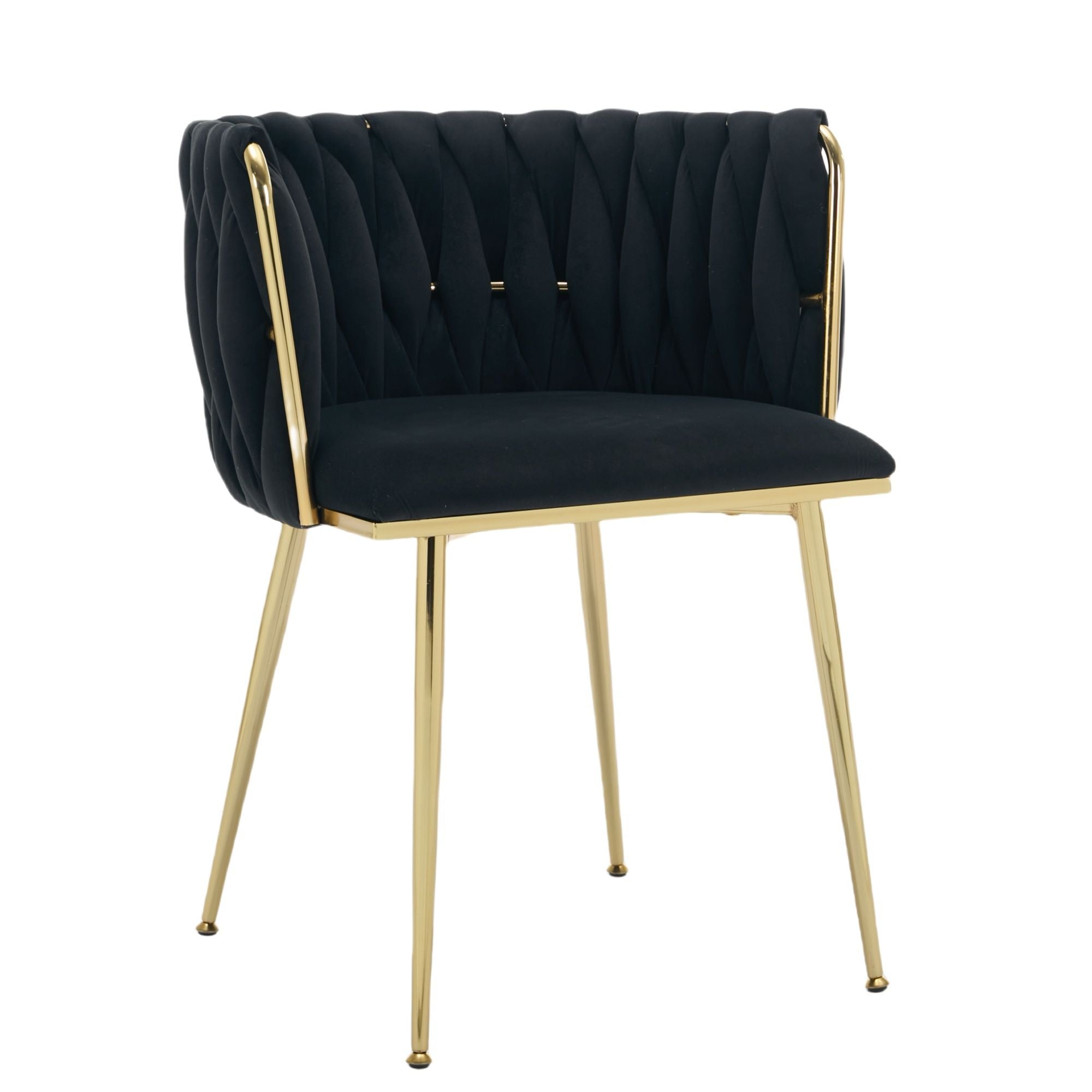 Velvet Dining Chairs Golden Legs Set of 2 Black | Simpledeals