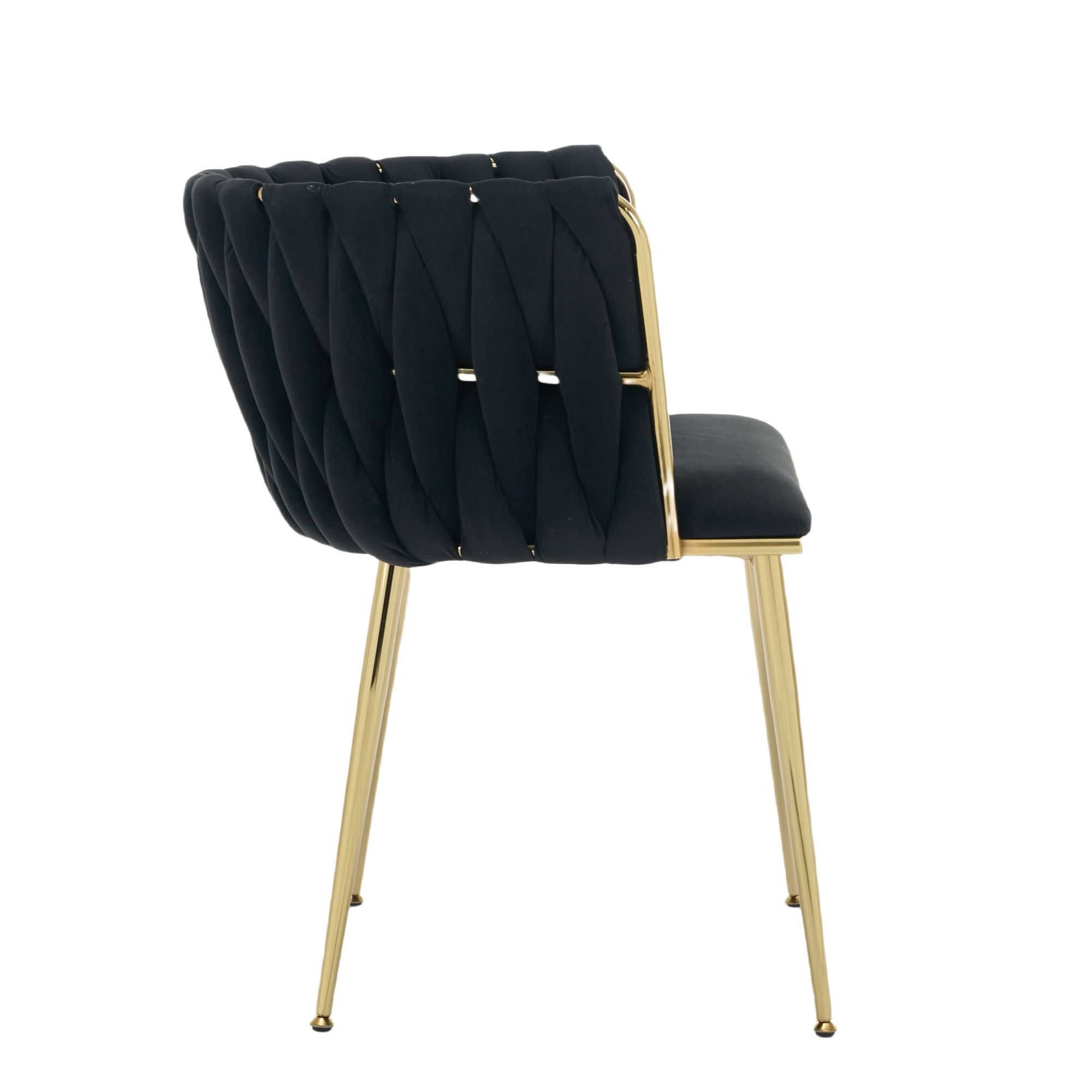 Velvet Dining Chairs Golden Legs Set of 2 Black | Simpledeals