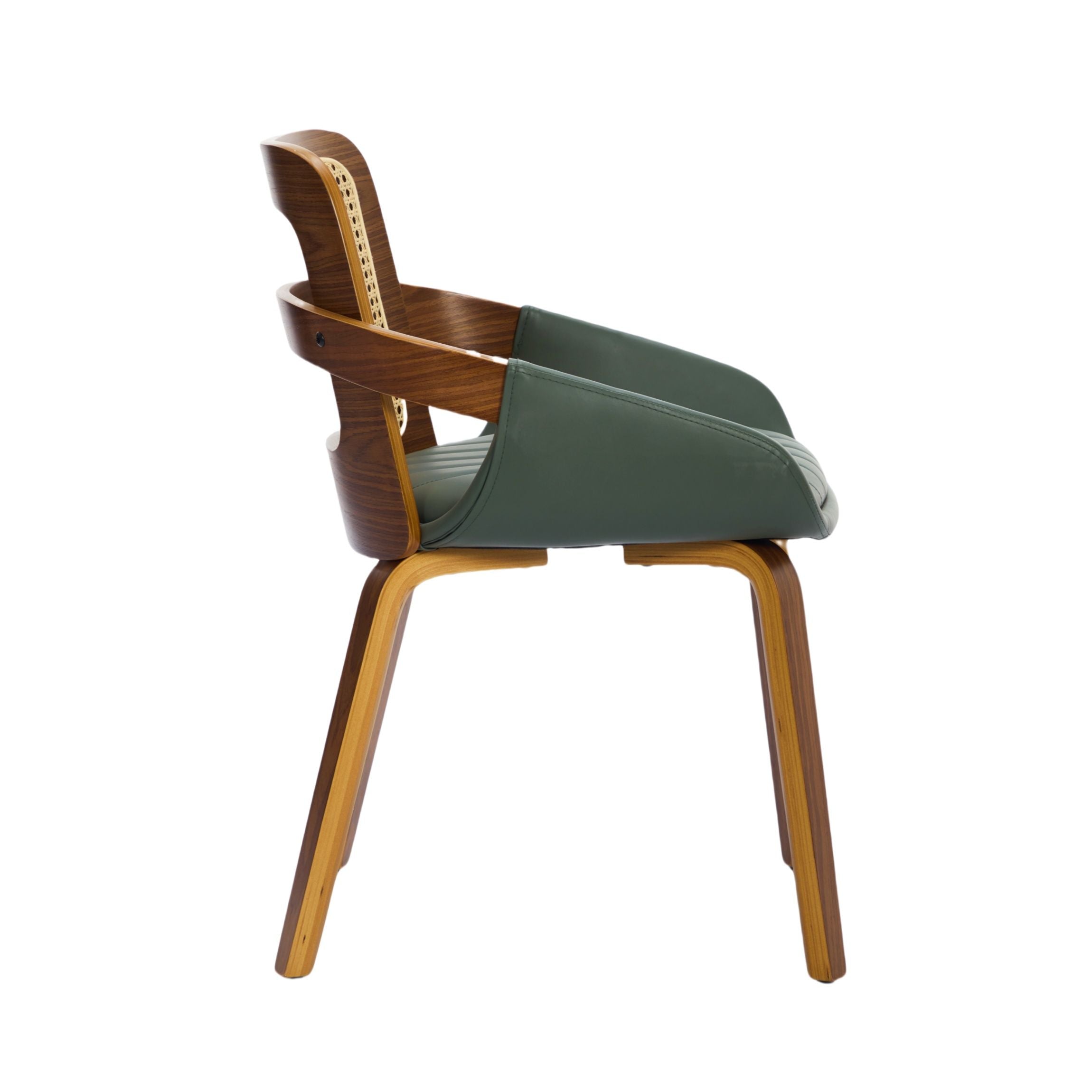 Rattan Dining Chairs Set of 2 Green Faux Leather | Simpledeals