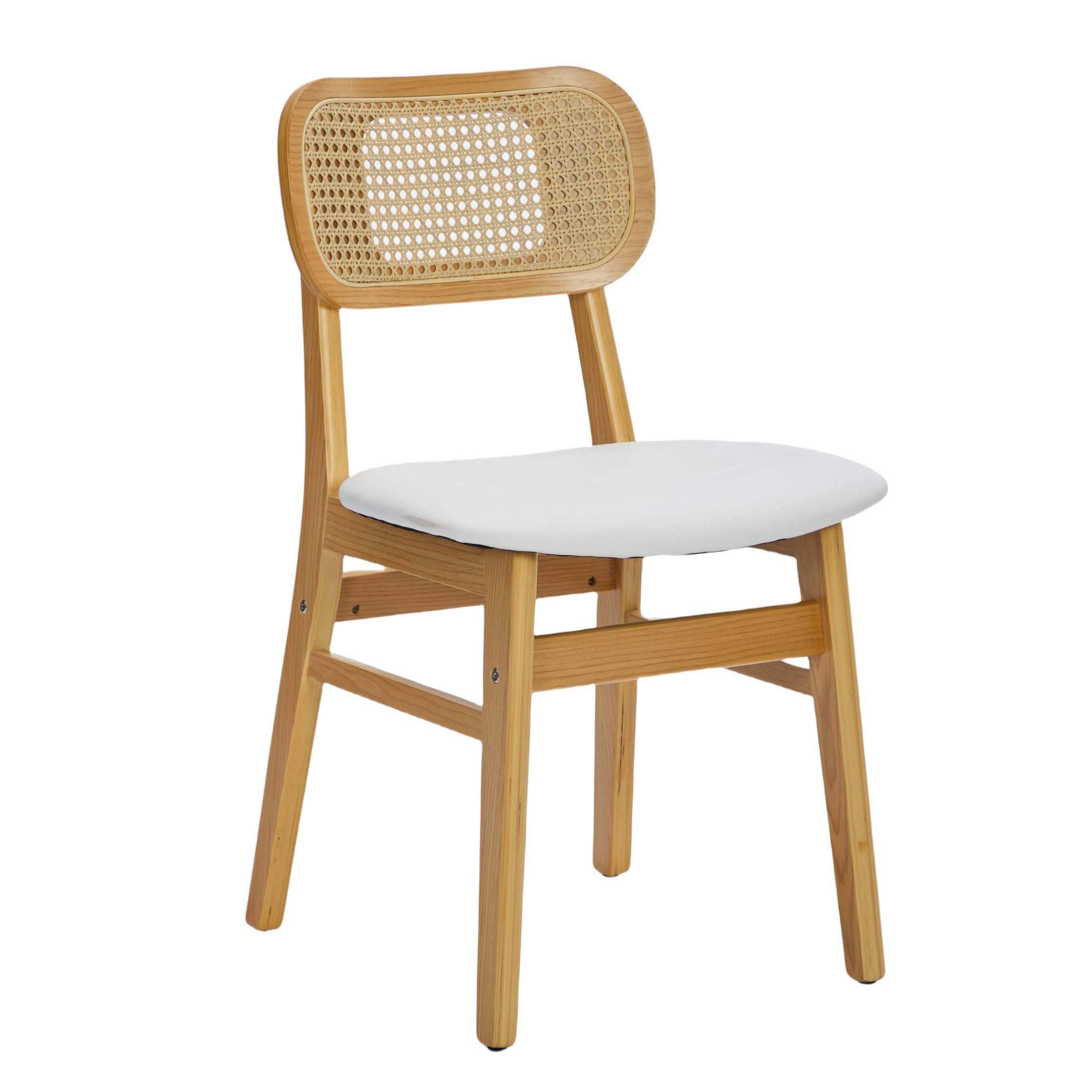 Rattan Back Dining Chairs Set of 2 White | Simpledeals