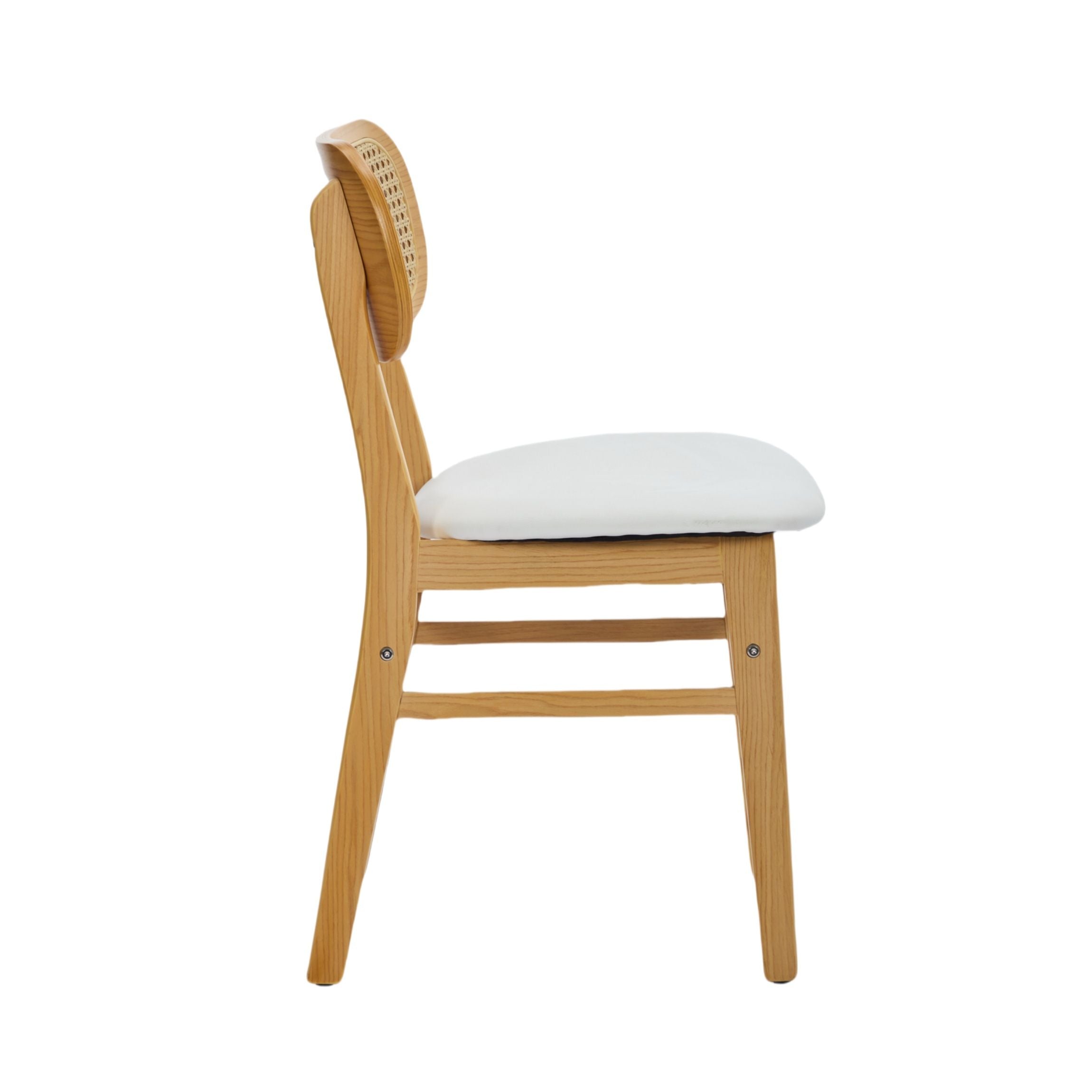 Rattan Back Dining Chairs Set of 2 White | Simpledeals