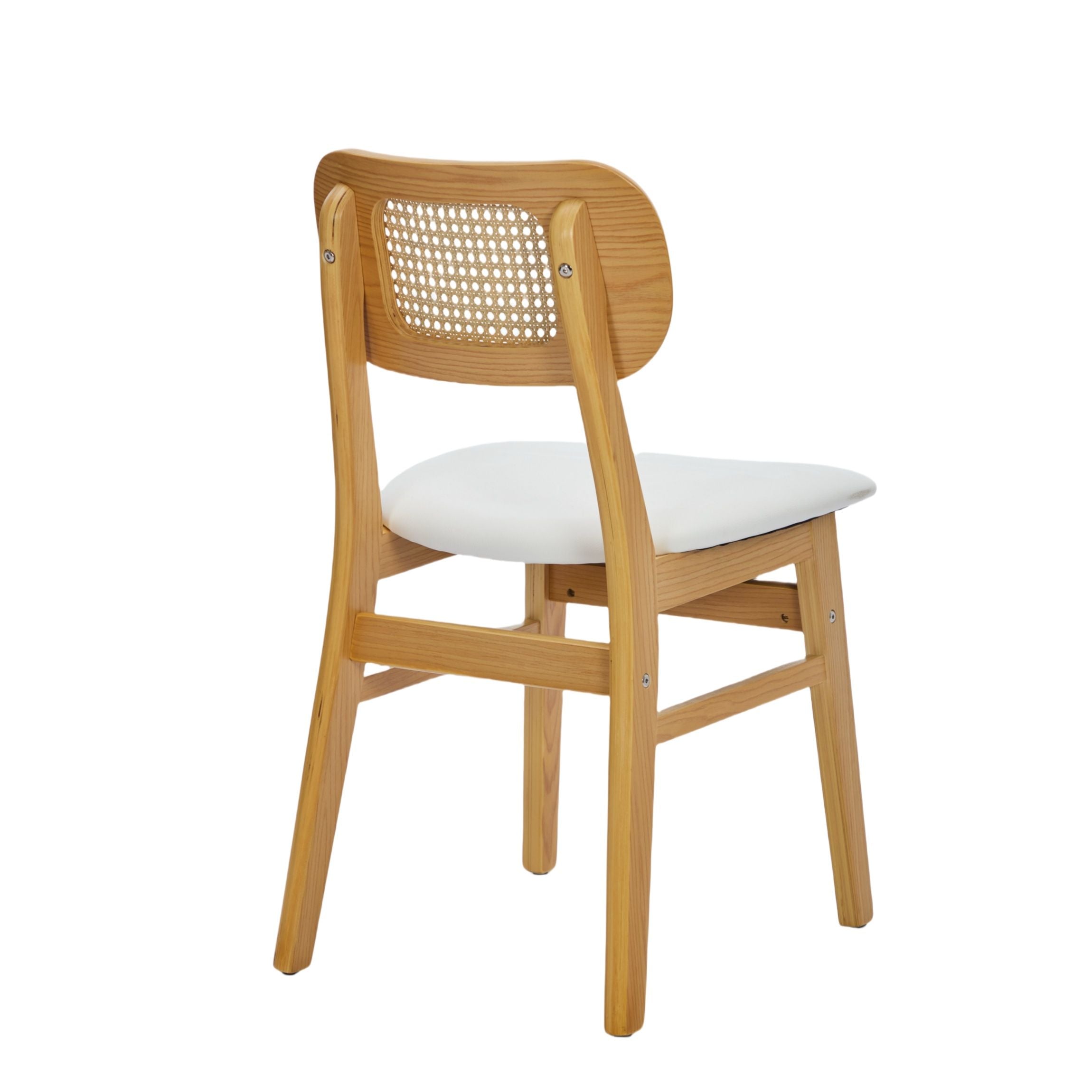 Rattan Back Dining Chairs Set of 2 White | Simpledeals