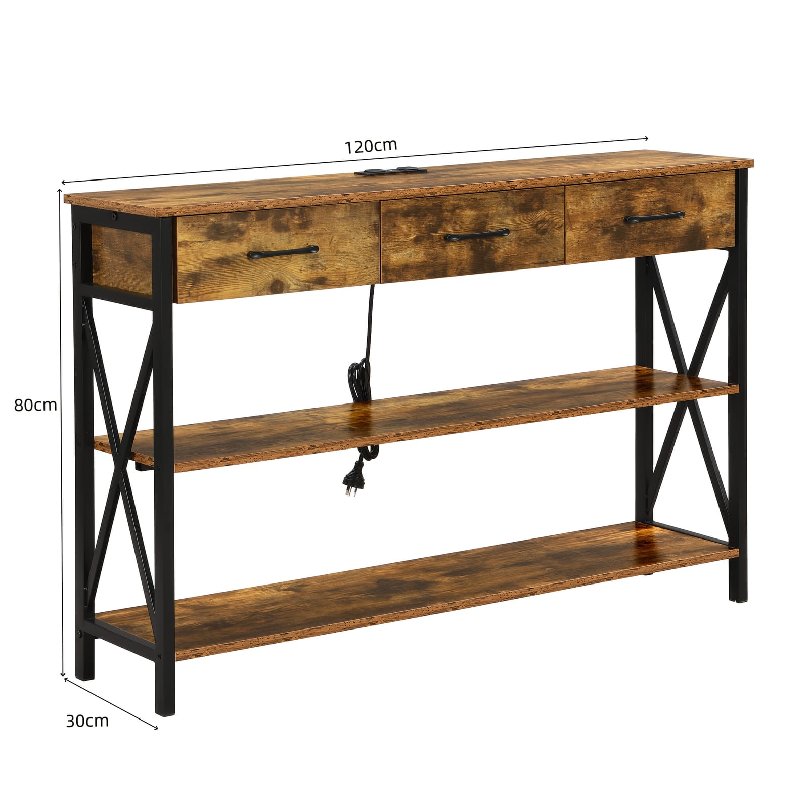 Industrial Console Table With Drawers