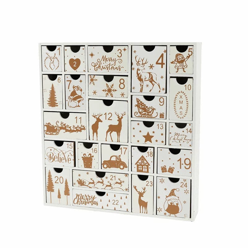 Wooden Advent Calendar With Drawers 28x5.5x30cm