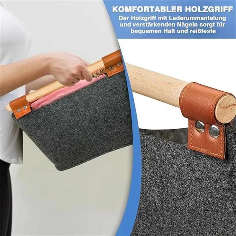 Firewood Storage Felt Basket Foldable 40x22x27cm