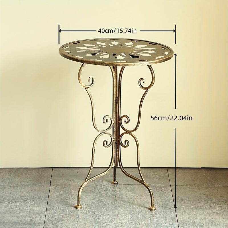 Metal Side Table Vintage Scrollwork 40x40x56cm