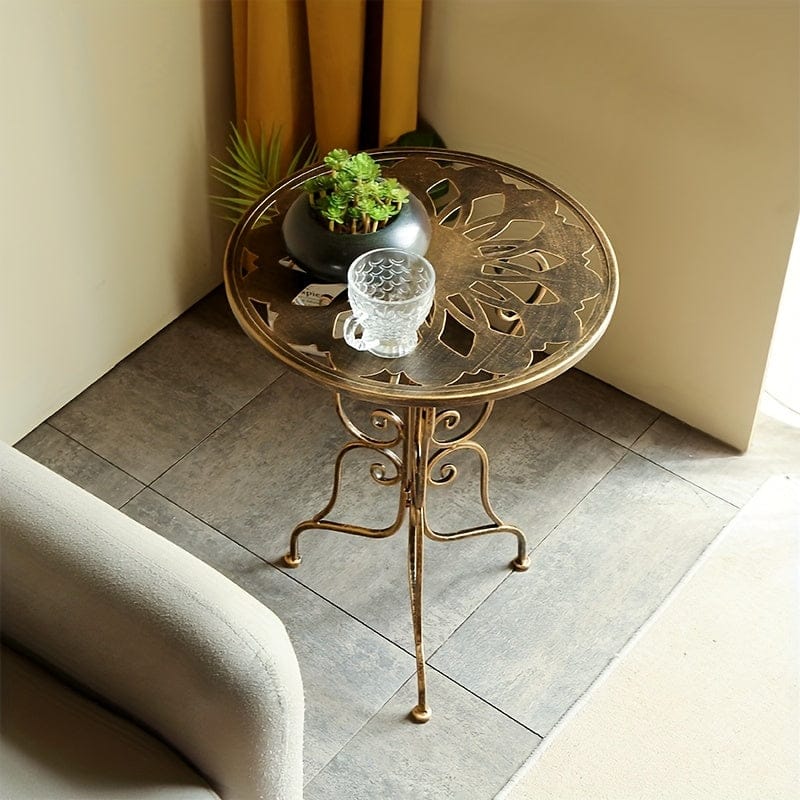 Metal Side Table Vintage Scrollwork 40x40x56cm