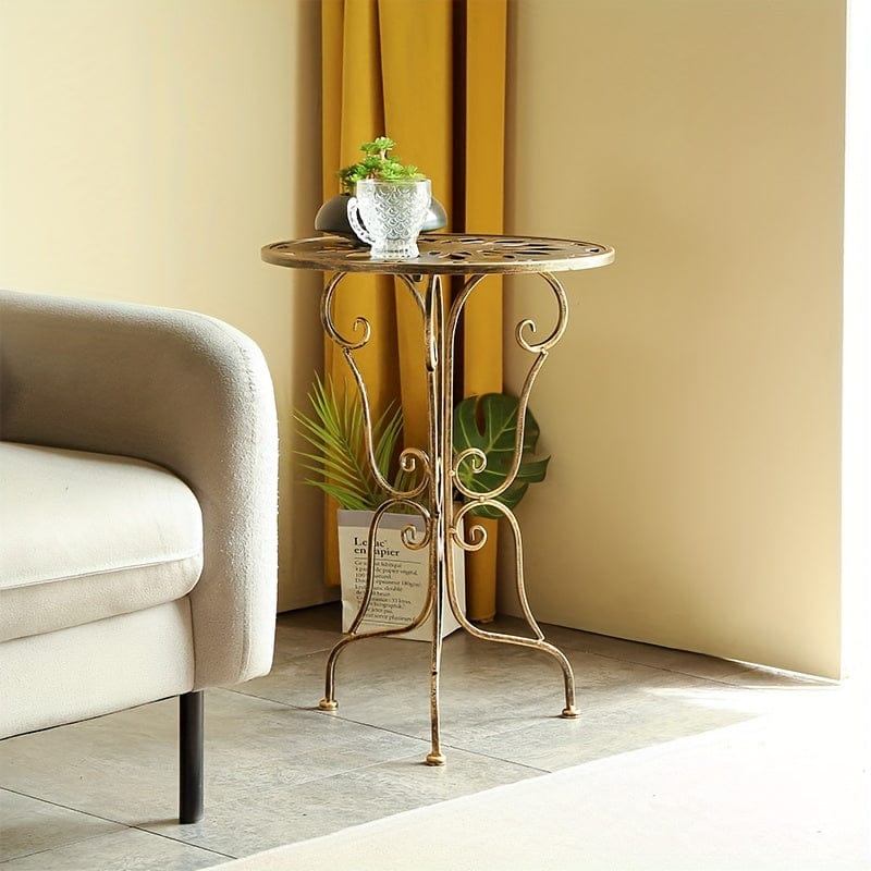 Metal Side Table Vintage Scrollwork 40x40x56cm