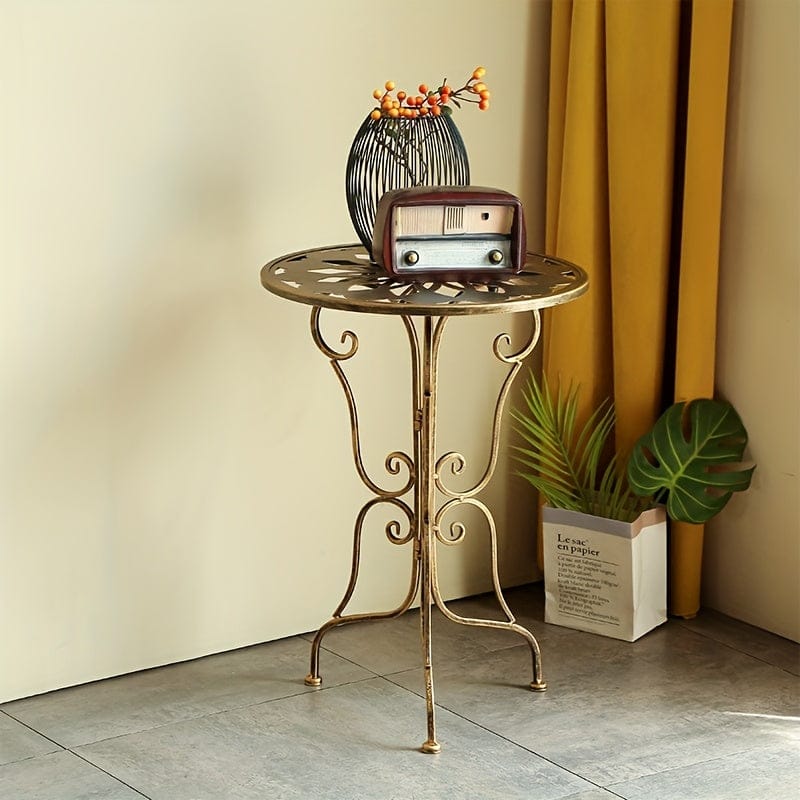 Metal Side Table Vintage Scrollwork 40x40x56cm