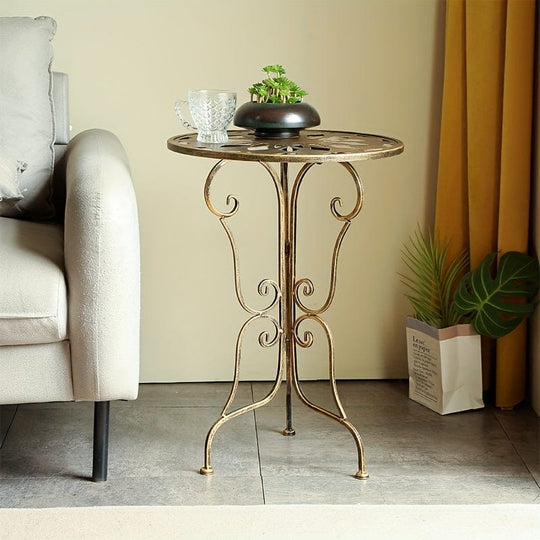 Metal Side Table Vintage Scrollwork 40x40x56cm