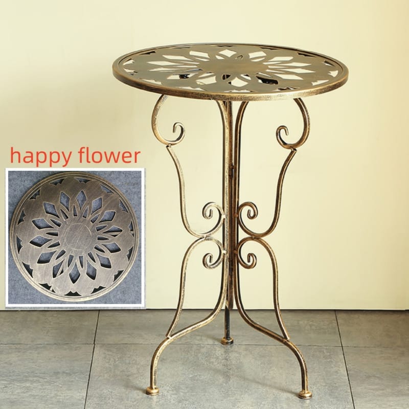 Metal Side Table Vintage Scrollwork 40x40x56cm