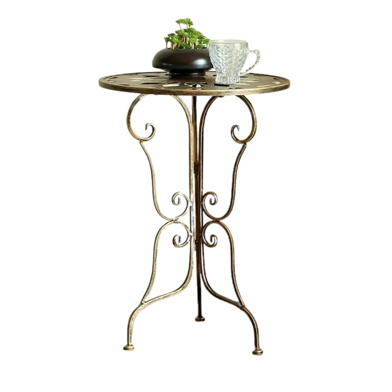 Metal Side Table Vintage Scrollwork 40x40x56cm