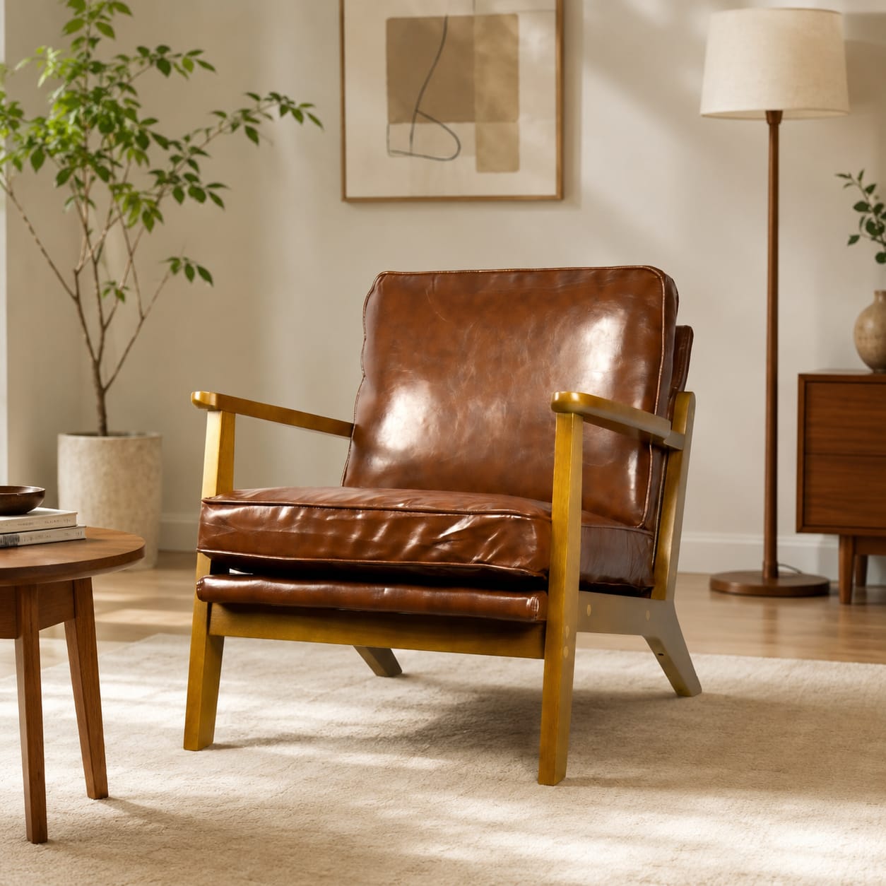 Vintage Armchair Red Brown single