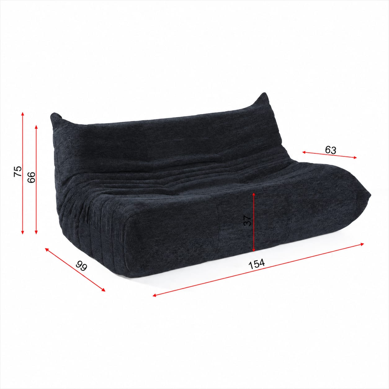 2 Seater Lounge Chair Black
