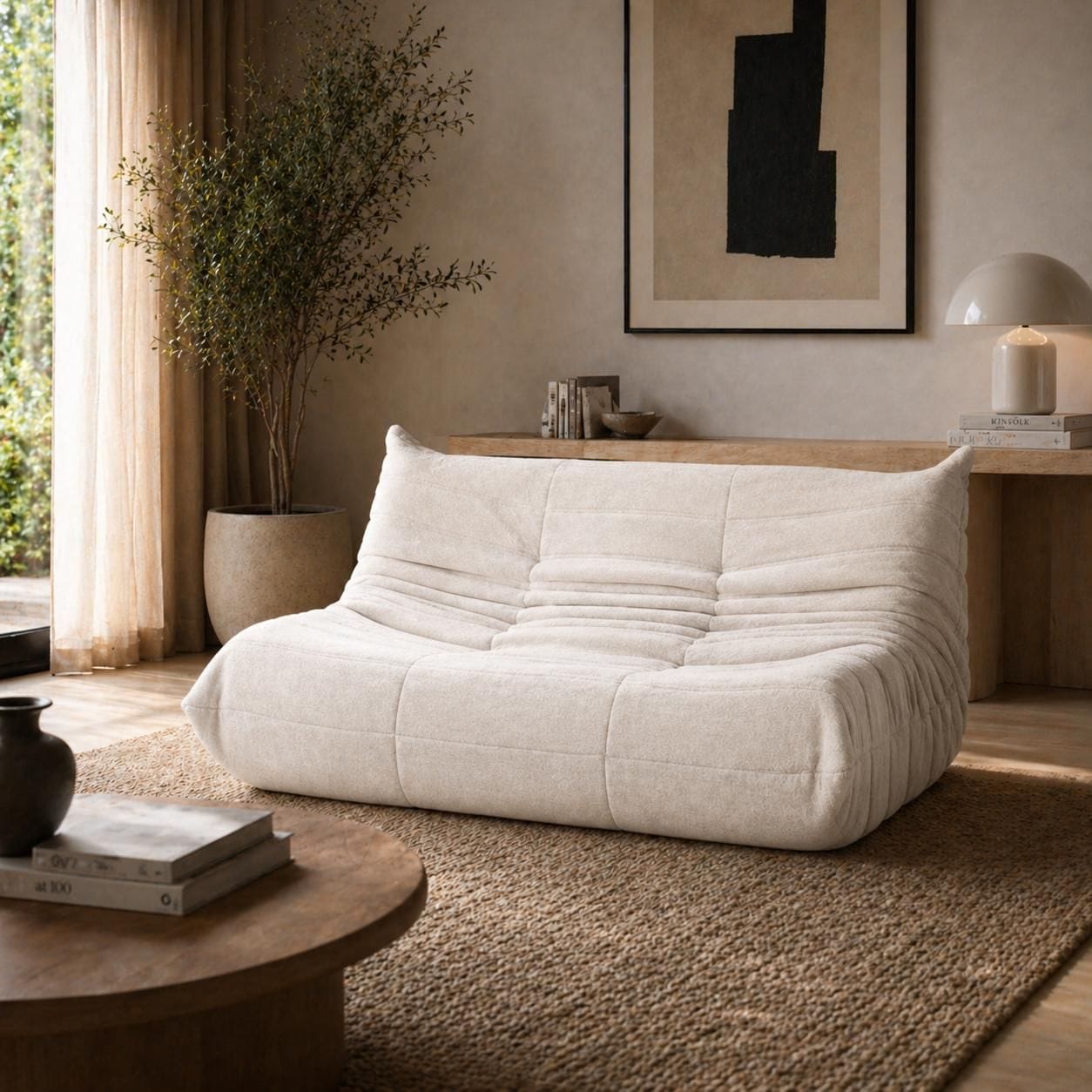 2 Seater Lounge Chair Beige