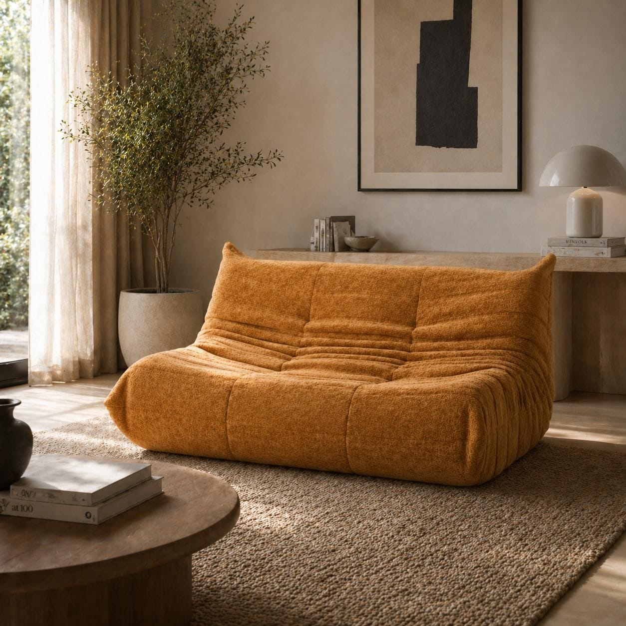 2 Seater Lounge Chair Yellow